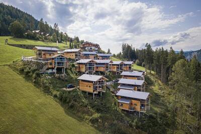 Aerial view of the chalets at Alps Resorts Alpenchalets Reiteralm