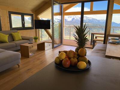 View over the mountains from a chalet at Alps Resorts Alpenchalets Reiteralm