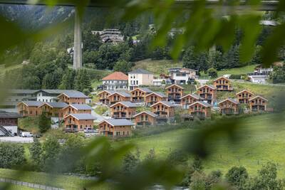 Aerial photo taken in summer of Alps Resorts Bergeralm Chalets