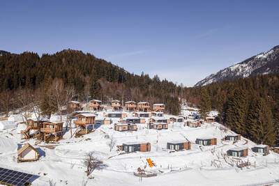 Aerial view of holiday homes at Alps Resorts Chalets and Glamping Nassfeld