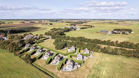 Aerial photo of detached villas at the Dutchen Park Waddenduyn holiday park