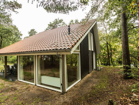 Holiday home with large glass front in the forest at Landal Miggelenberg holiday park